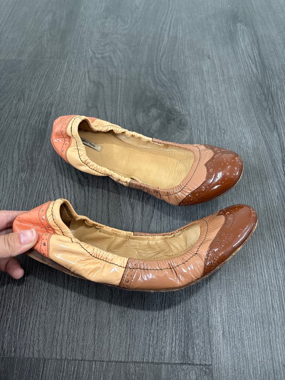 Miu Miu Patent Leather Patchwork Ballet Flats EU 40 US 10 - Picture 1 of 10